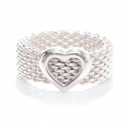 Tiffany Sterling Silver Heart Mesh Ring 4 1 of 5