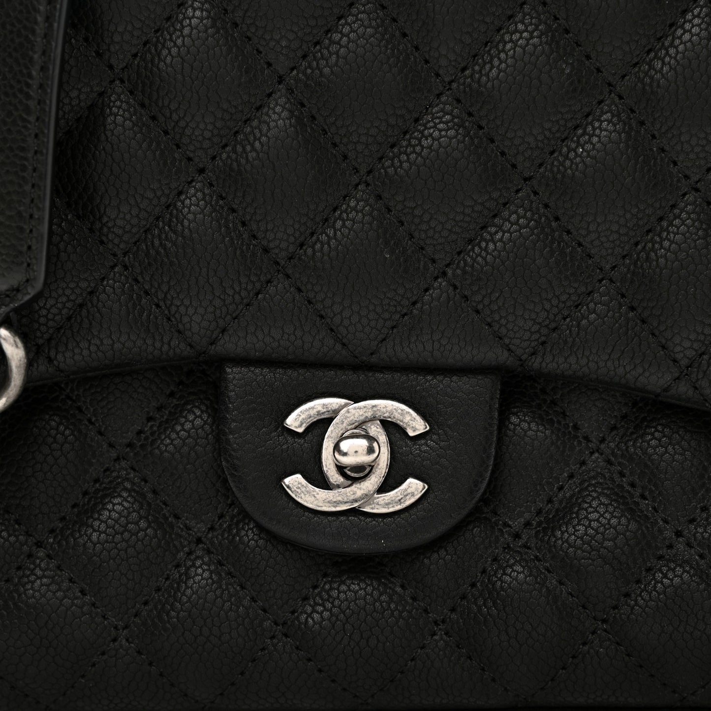 Caviar Quilted Medium Rock In Rome Single Flap Black