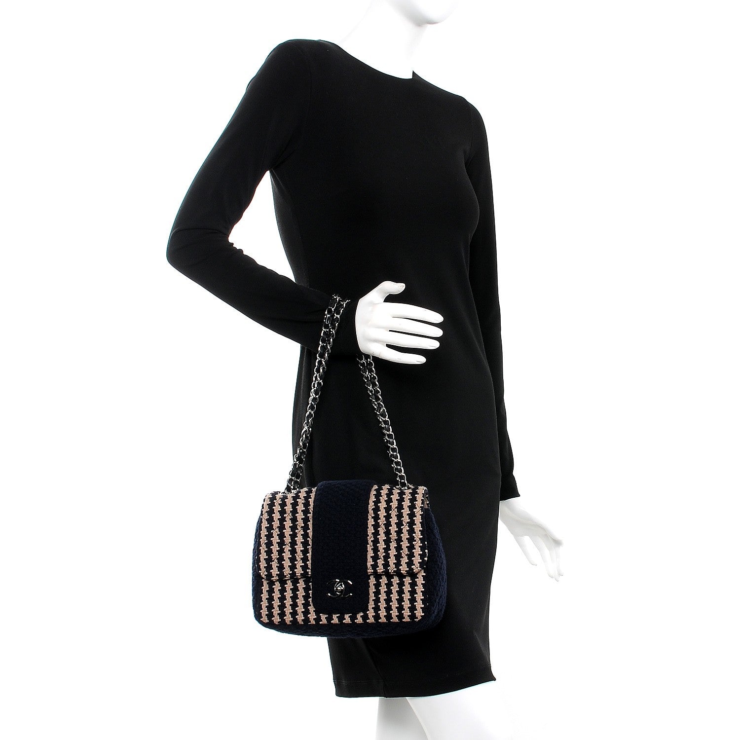 Chanel Tweed Small Elementary Chic Flap Blue Beige 2 of 10