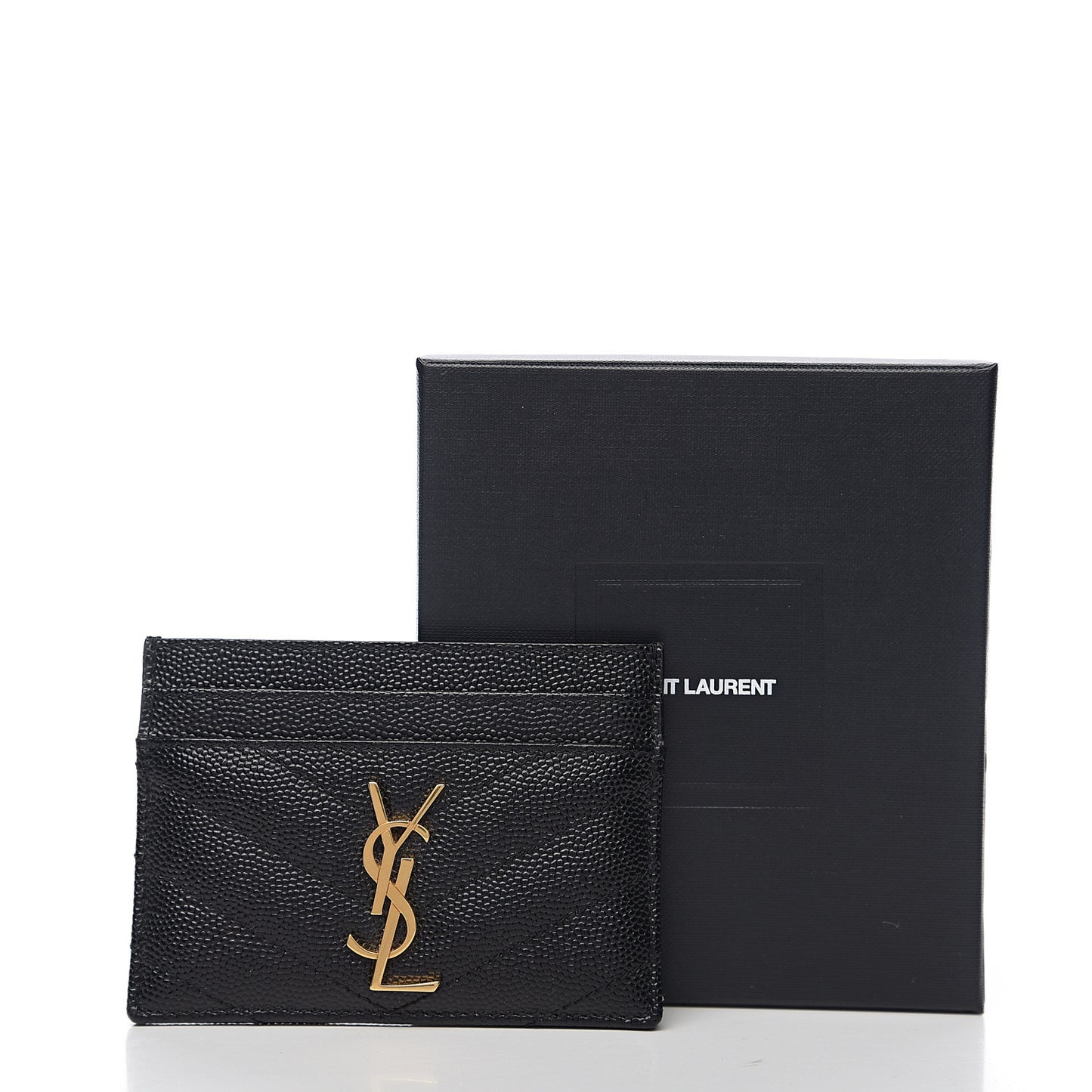 Grain De Poudre Matelasse Chevron Monogram Credit Card Case Black