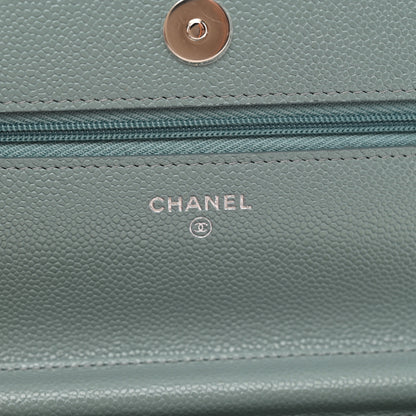 Chanel Caviar Quilted Wallet on Chain WOC Light Blue 6 of 11