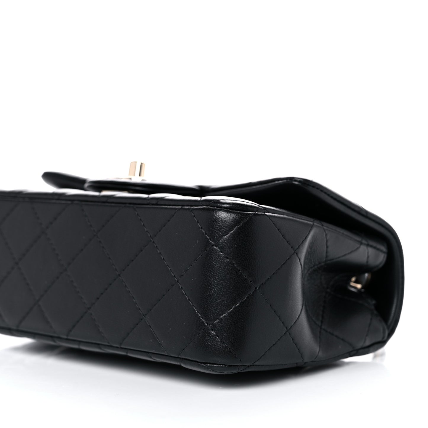 Lambskin Quilted Mini Rectangular Flap Black