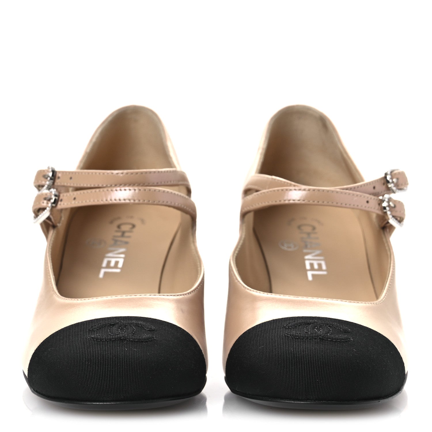 Chanel Iridescent Lambskin Grosgrain Pearl Mary Jane Pumps 38