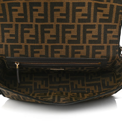 Fendi Fabric Jacquard FF 1974 Medium Baguette Tobacco Moro Black 5 of 12