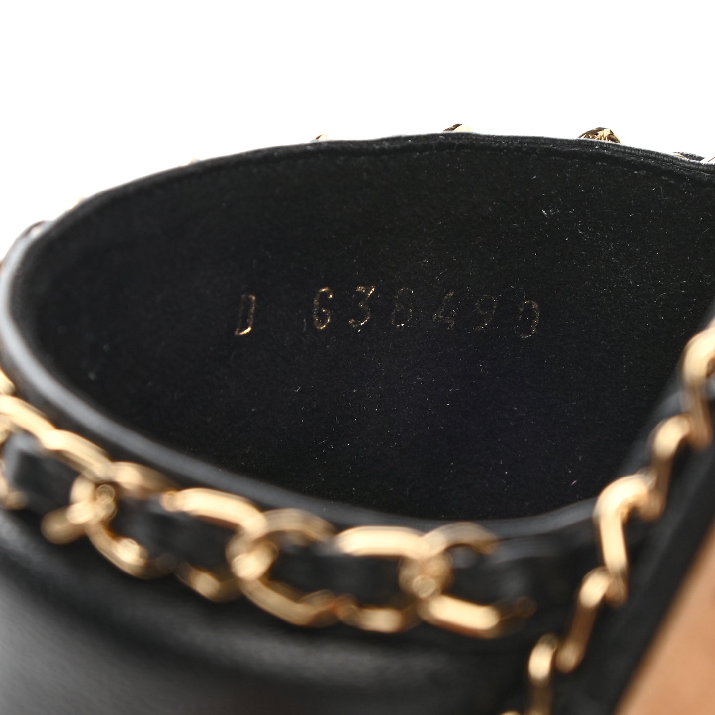Lambskin Chain Cork Slide Sandals 36 Black