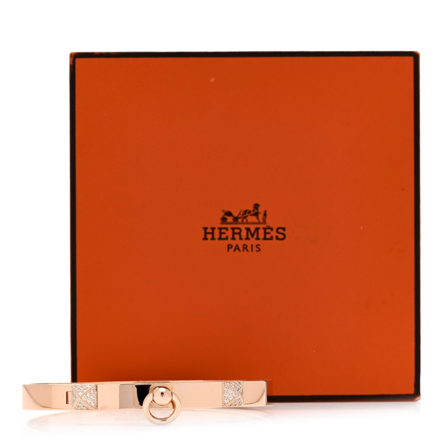 Hermes 18K Rose Gold Diamond PM Collier De Chien Bracelet SH 4 of 4
