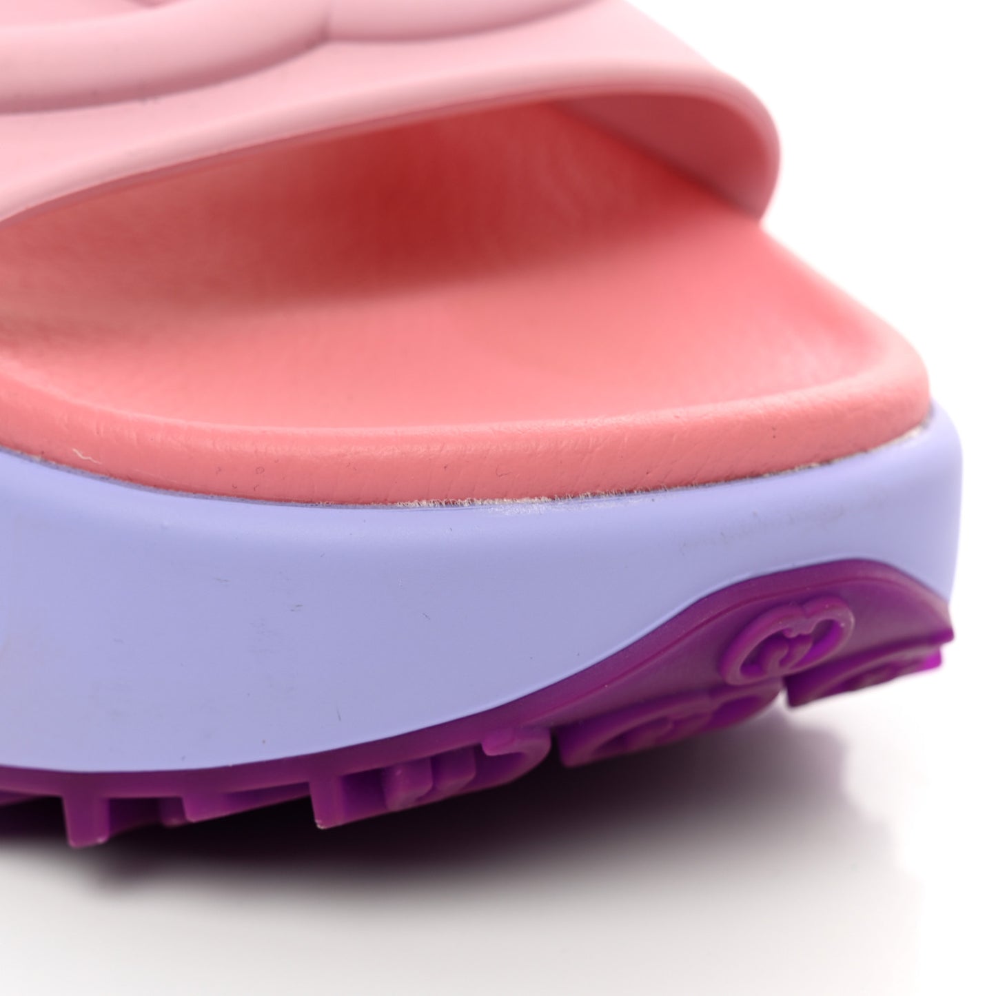 Soft Rubber Womens Interlocking G Platform 42mm Slide Sandals 36 Sugar Pink