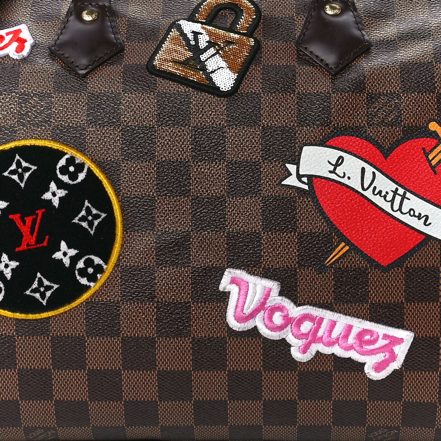 Damier Ebene Patches Speedy Bandouliere 30