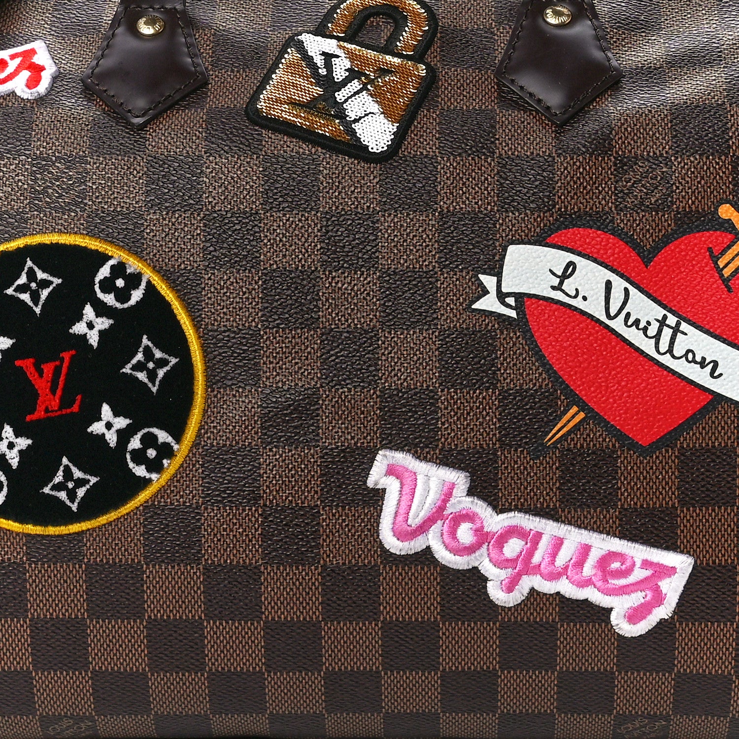 Louis Vuitton Damier Ebene Patches Speedy Bandouliere 30 8 of 11