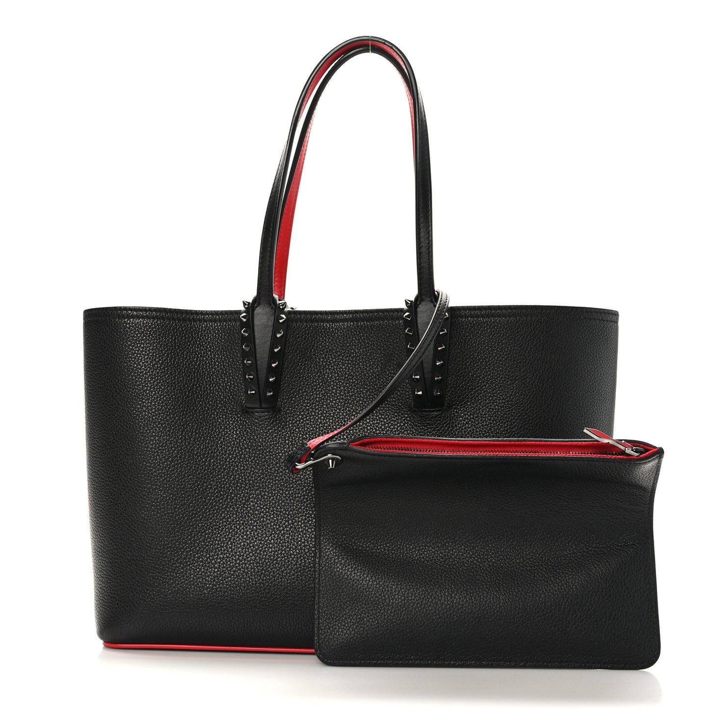 Calfskin Empire Spikes Small East West Cabata Tote Black