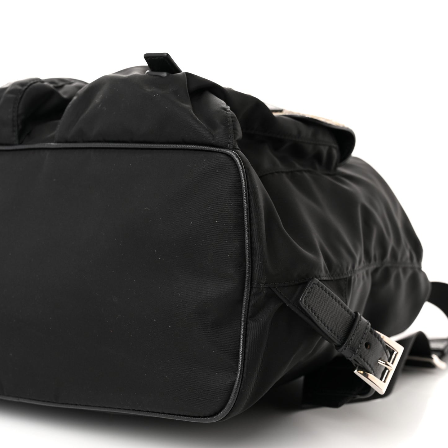 Tessuto Nylon Snakeskin Saffiano Medium Backpack Black Roccia