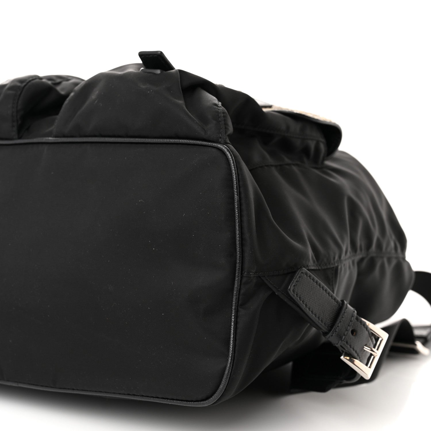 Prada Tessuto Nylon Snakeskin Saffiano Medium Backpack Black Roccia 10 of 11