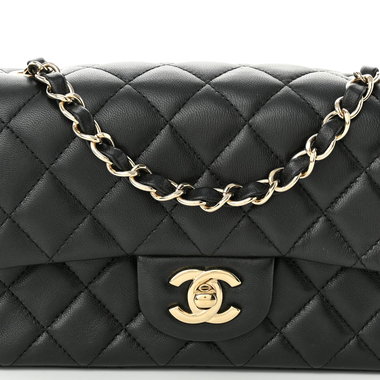 Lambskin Quilted Mini Rectangular Flap Black