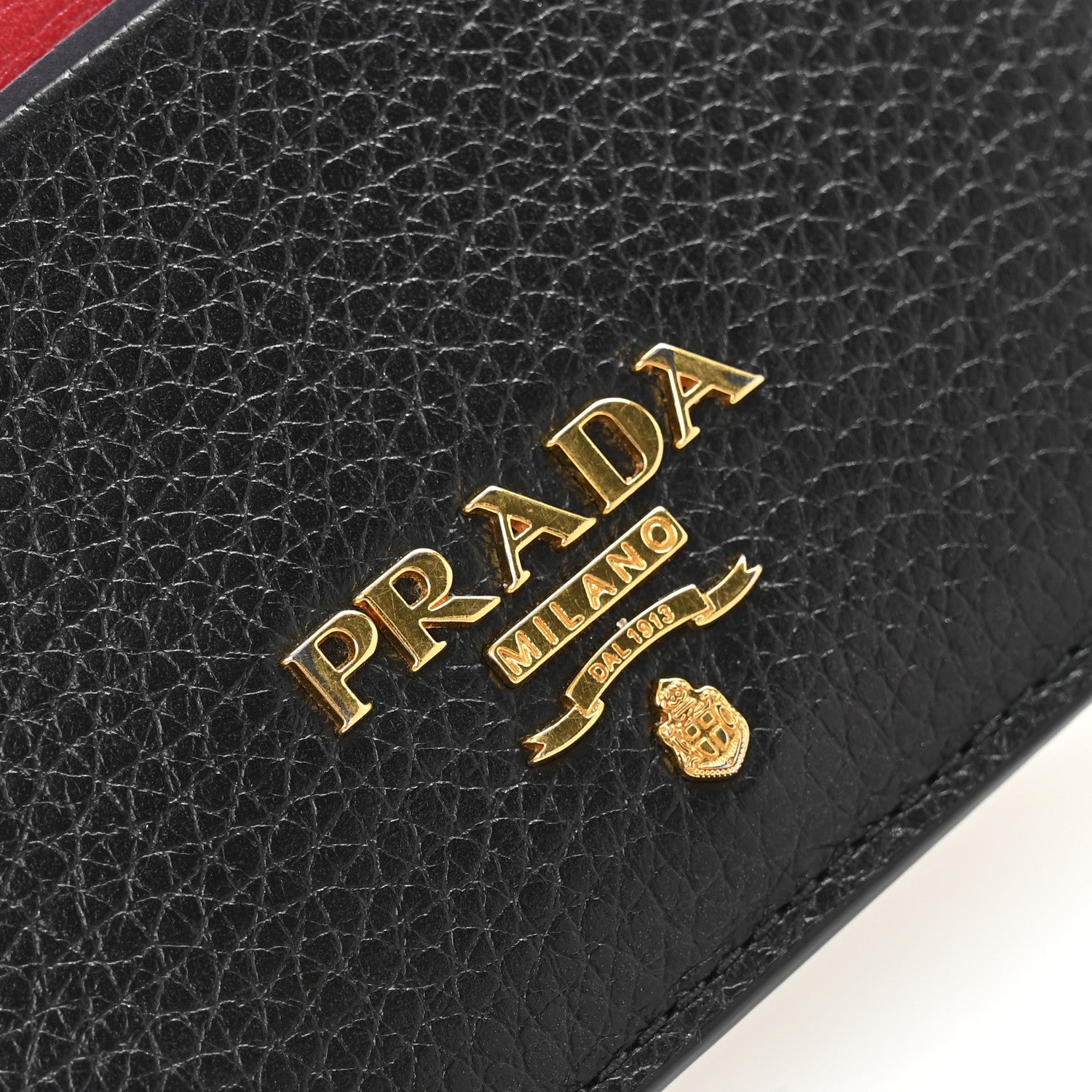 Prada Vitello Grain Metal Card Holder Black Fuoco 7 of 9