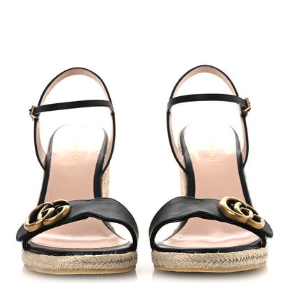 Gucci Galassia Aitana Espadrille 10/95mm Wedge Sandals 37.5 Black 3 of 11