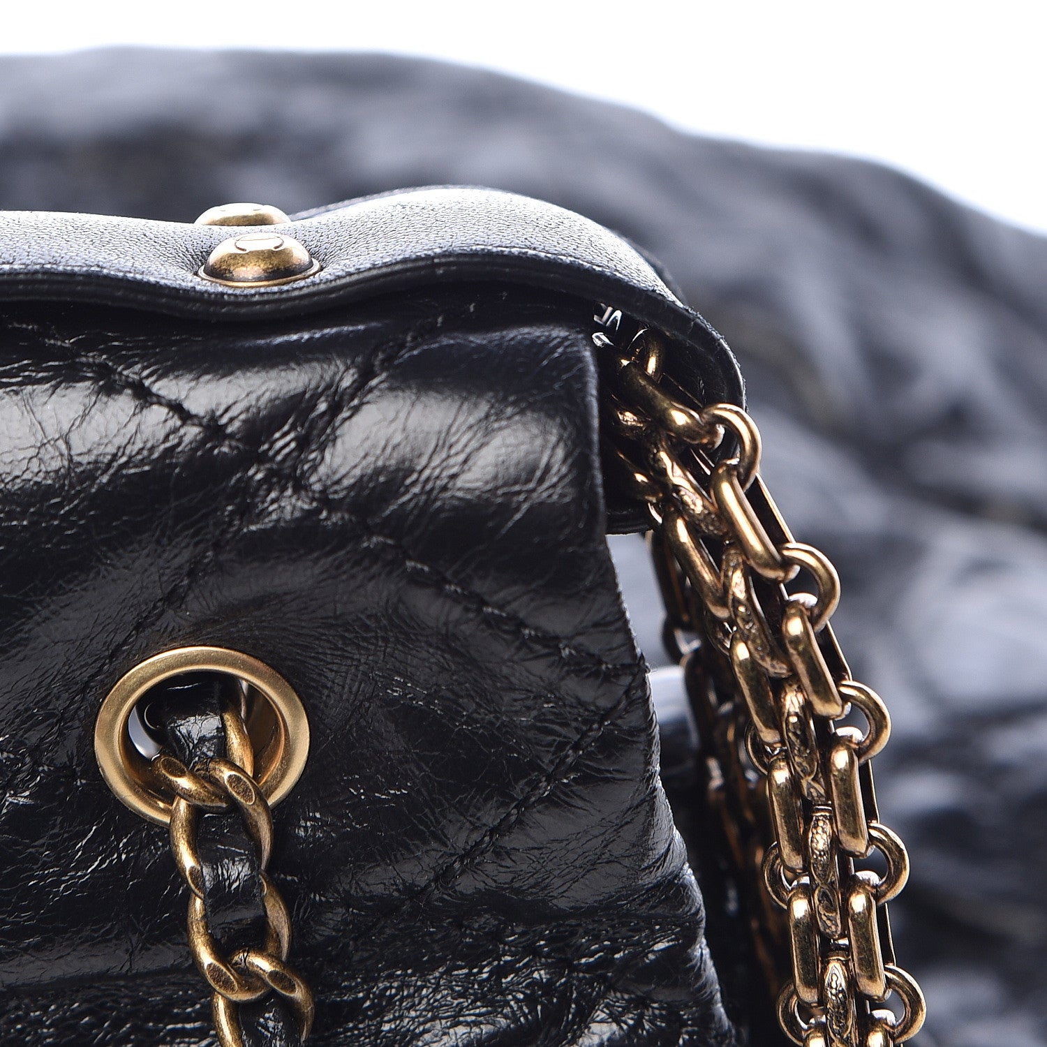 Chanel Glazed Calfskin Stingray Drawstring Bucket Black 13 of 19