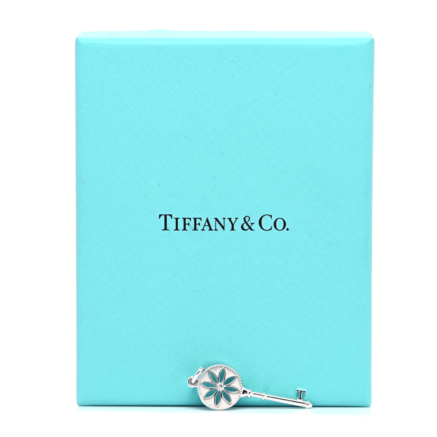 Tiffany Sterling Silver Diamond Small Daisy Key Pendant 5 of 5