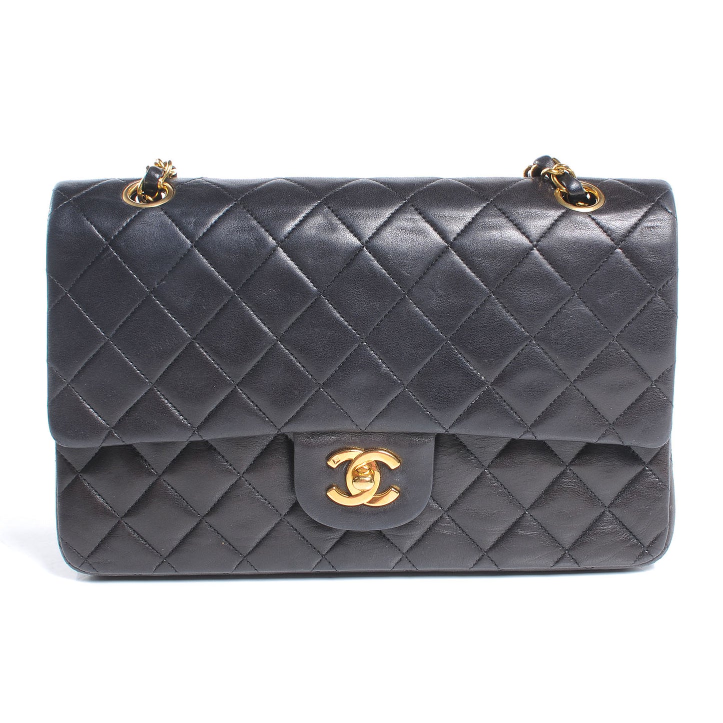 Lambskin Medium Double Flap Black