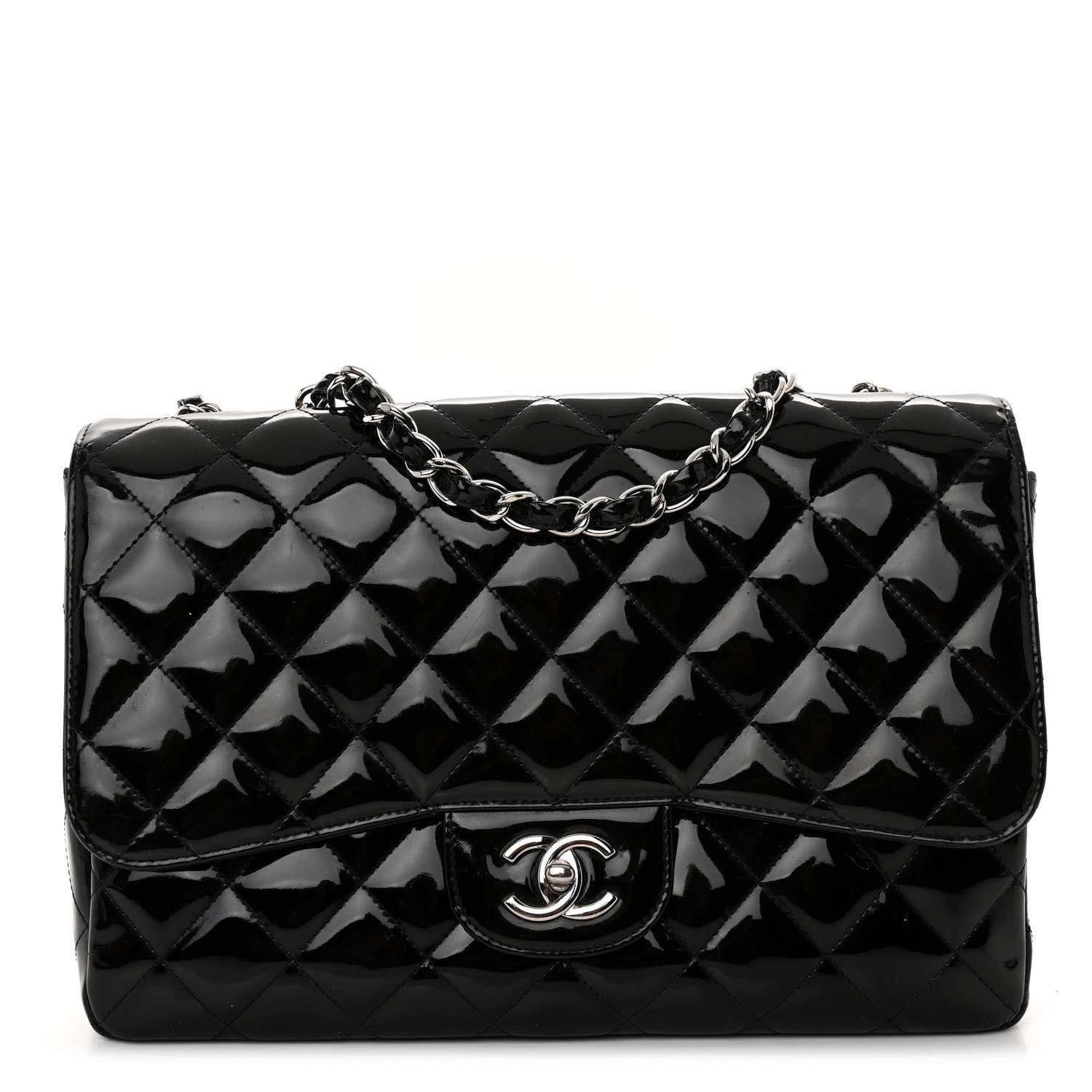 Chanel Patent Quilted Jumbo Single Flap Black 1 of 9