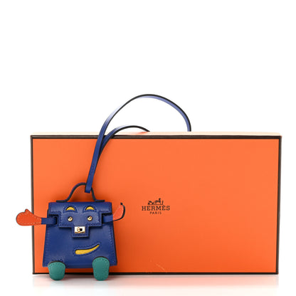 Hermes Tadelakt Chevre Mysore Kelly Quelle Idole Bag Charm Bleu Electrique Feu 5 of 5