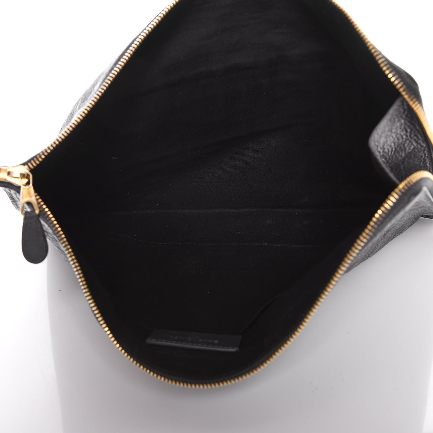 Agneau Giant 12 Gold Hardware Pouch Clutch Gris Fossile