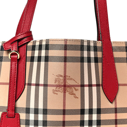 Burberry Grainy Calfskin Haymarket Check Medium Reversible Tote Red 12 of 23