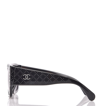 Chanel Acetate Strass Rectangle Sunglasses 5421B Black 3 of 6