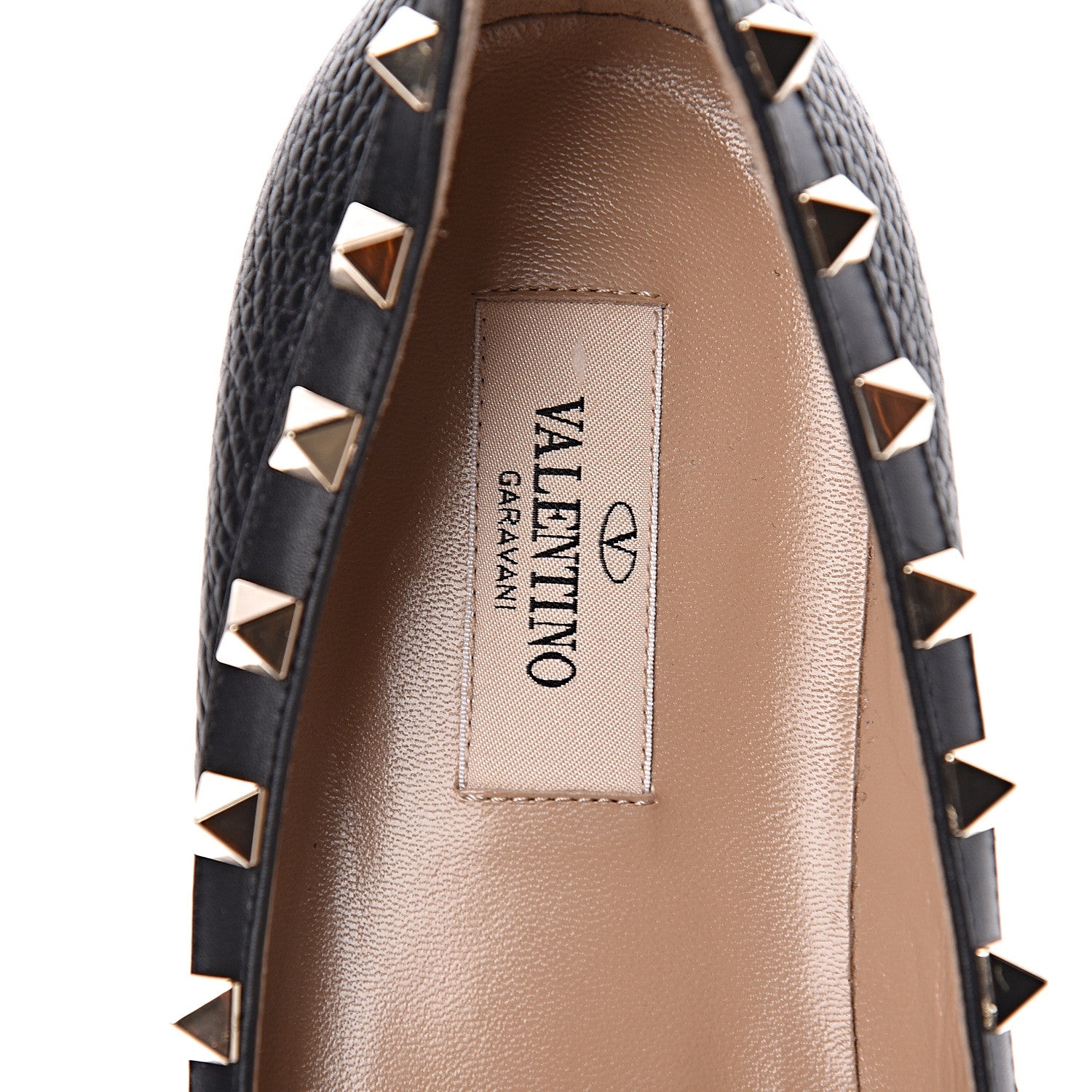 Valentino Garavani Pebbled Calfskin Rockstud Ballerina Flats 39 Black 7 of 12