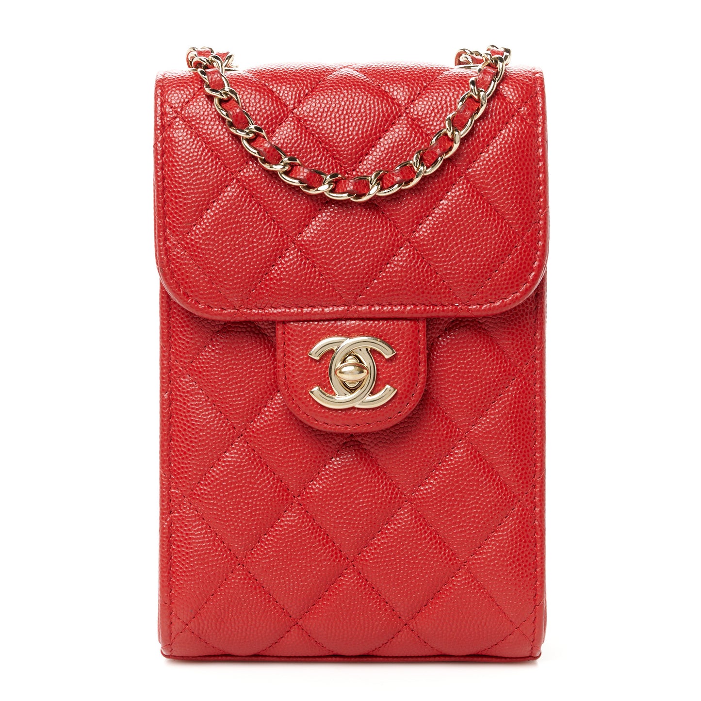 Caviar Quilted Classic Phone Holder Red