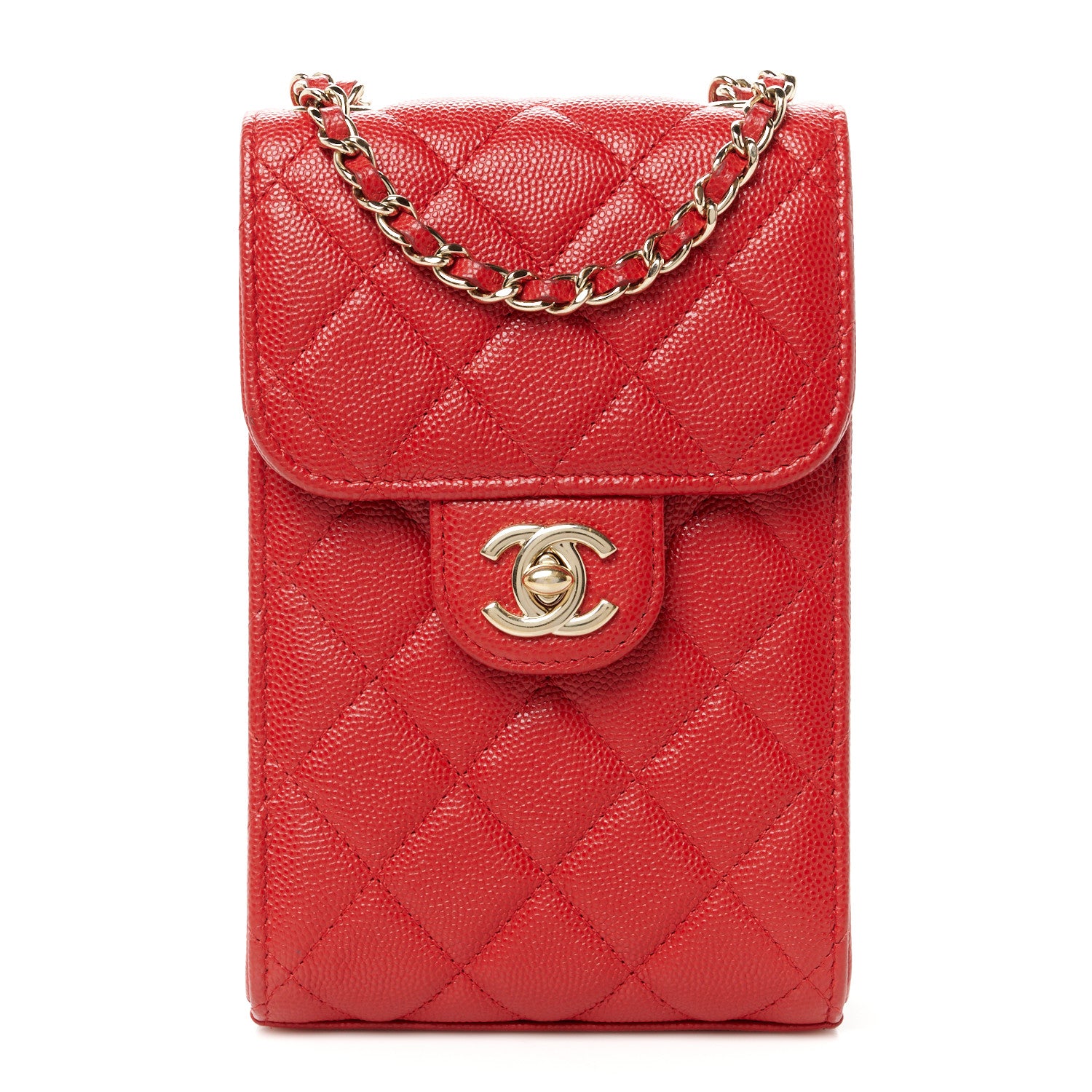 Chanel Caviar Quilted Classic Phone Holder Red 1 of 12