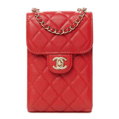 Chanel Caviar Quilted Classic Phone Holder Red 1 of 12