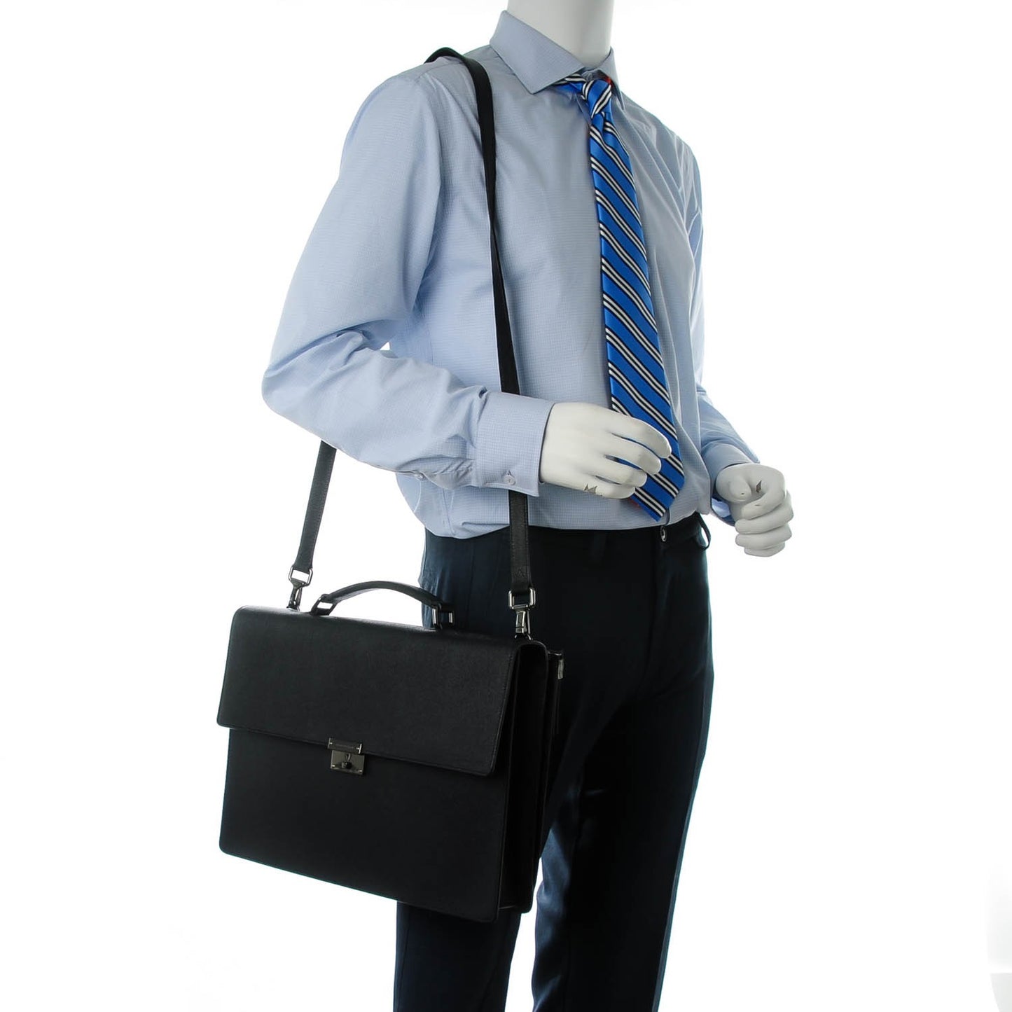 London Calfskin Cannock Briefcase Black