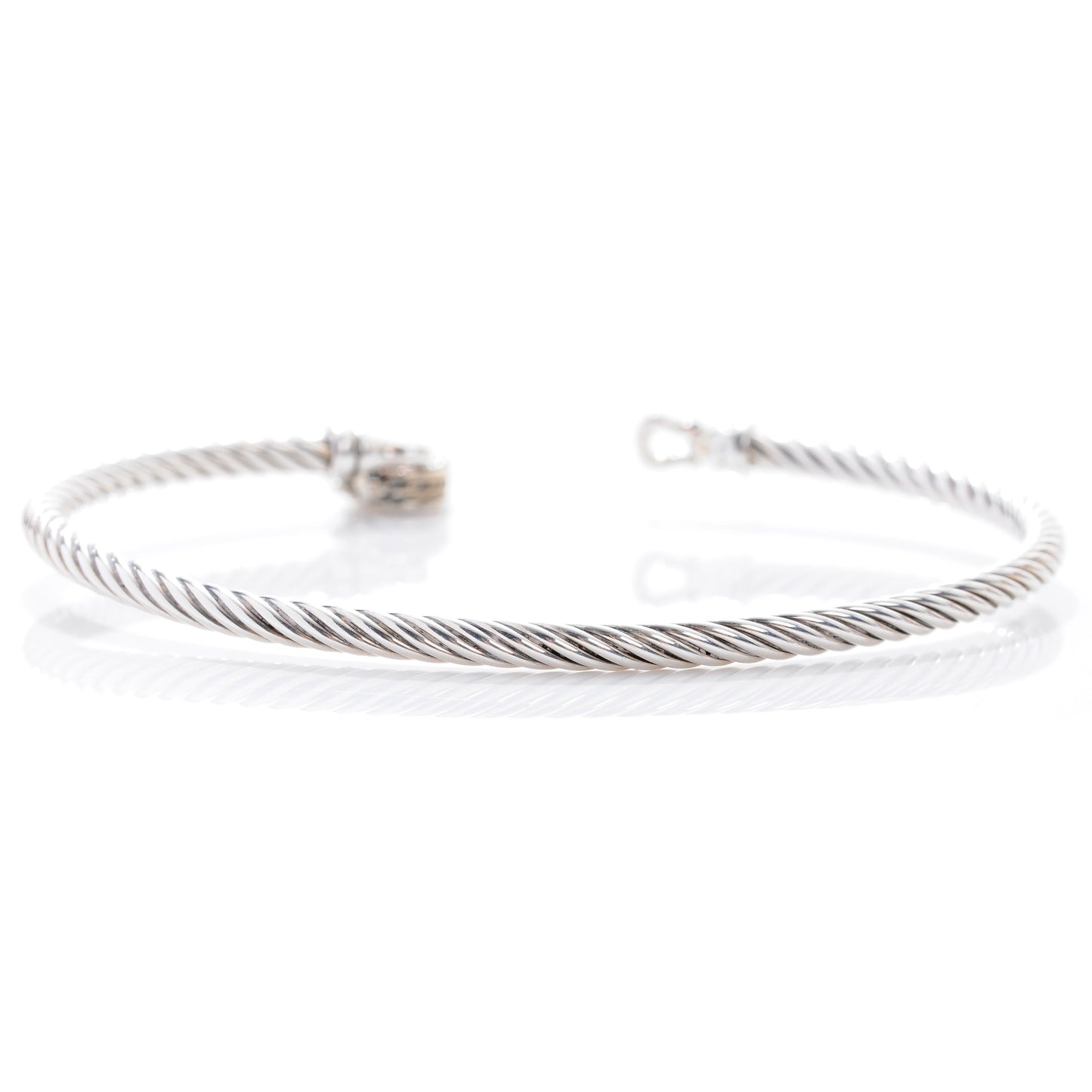 Sterling Silver Diamond Heart Padlock Cable Bracelet