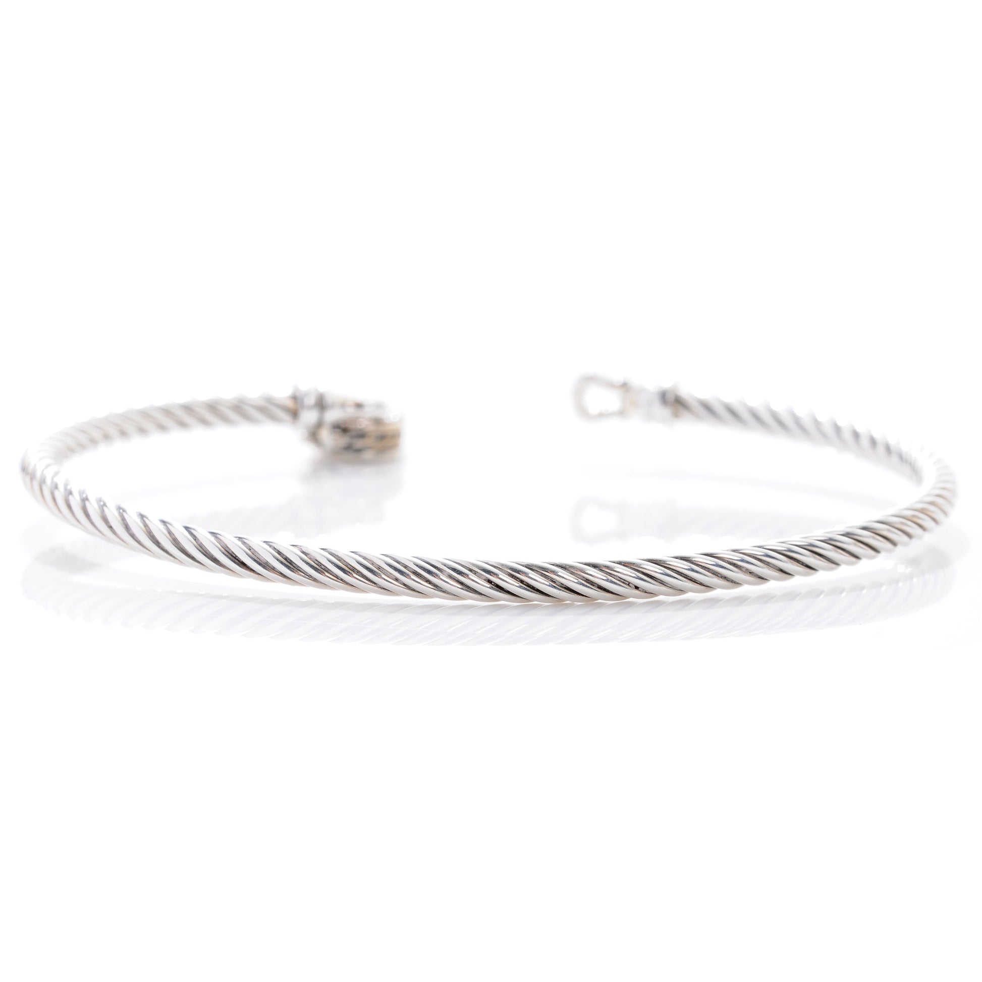 David Yurman Sterling Silver Diamond Heart Padlock Cable Bracelet 1 of 6