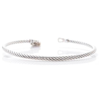 David Yurman Sterling Silver Diamond Heart Padlock Cable Bracelet 1 of 6