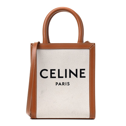 Celine Canvas Calfskin Mini Vertical Cabas Natural Tan 1 of 4