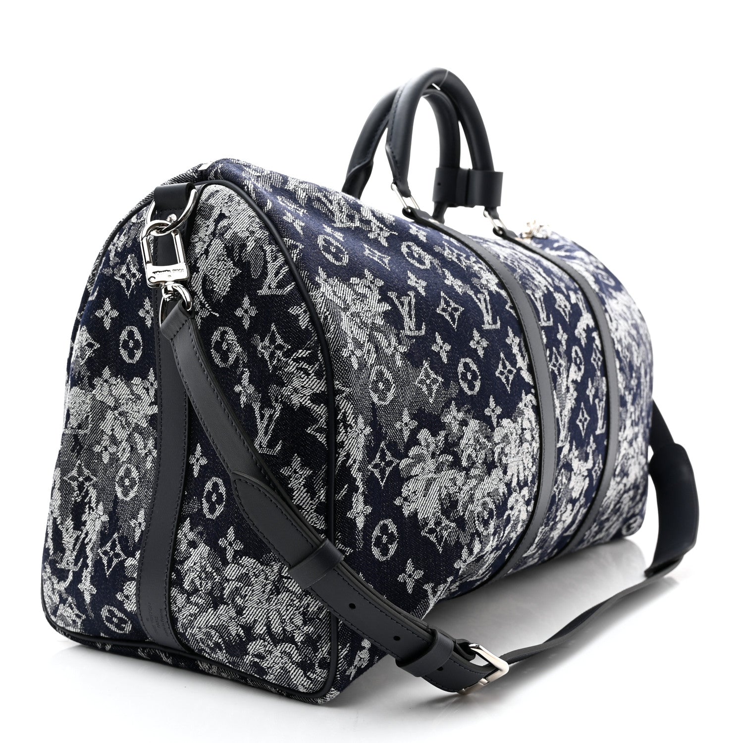 Louis Vuitton Monogram Tapestry Keepall Bandouliere 50 Bleu 2 of 11