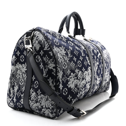 Louis Vuitton Monogram Tapestry Keepall Bandouliere 50 Bleu 2 of 11