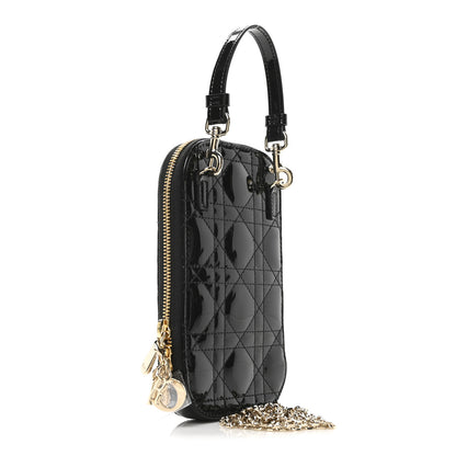 Christian Dior Patent Cannage Lady Dior Phone Holder Black 3 of 9