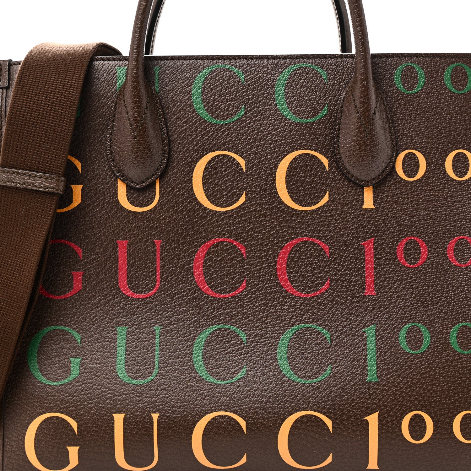 Gucci Textured Dollar Calfskin Gucci 100 Small Tote Bag New Acero Multicolor 7 of 9