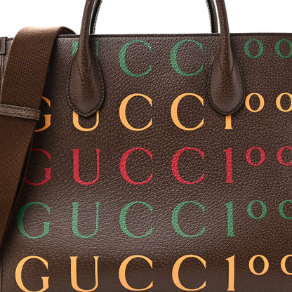 Gucci Textured Dollar Calfskin Gucci 100 Small Tote Bag New Acero Multicolor 7 of 9