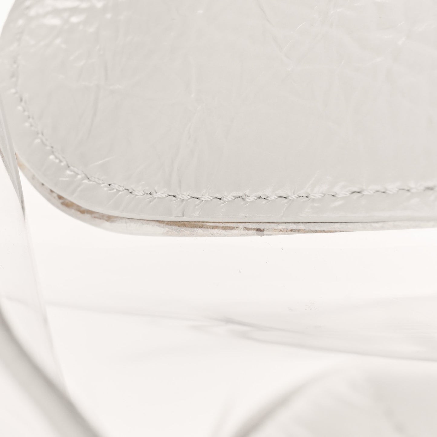 Crumpled Calfskin PVC Quilted Backpack White