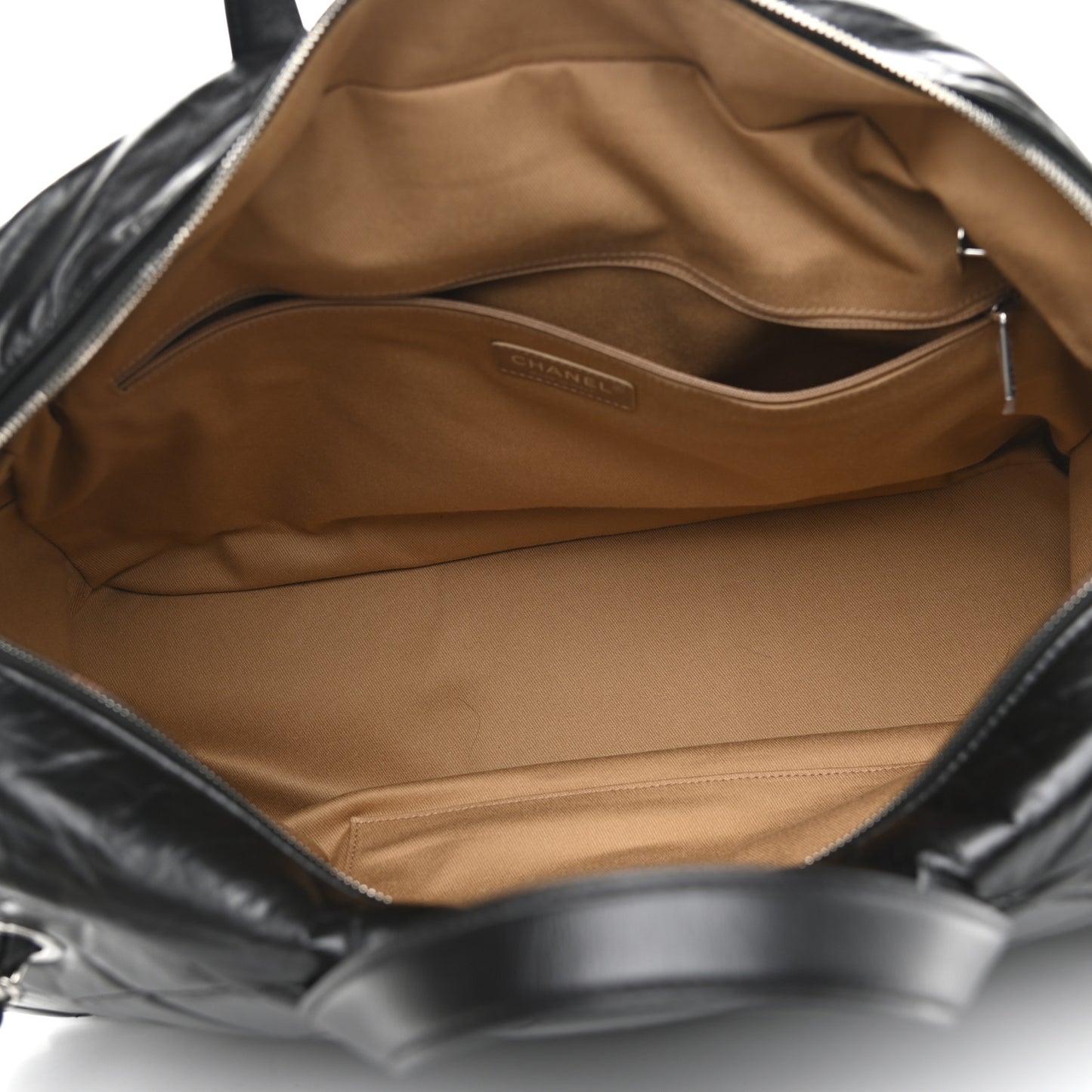 Aged Calfskin Quilted Large Express Bowling Bag Black