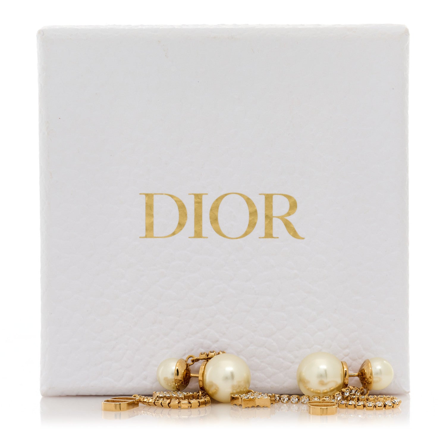 Christian Dior Pearl Crystal Star Tribale Dangle Chain Earrings Gold 5 of 5
