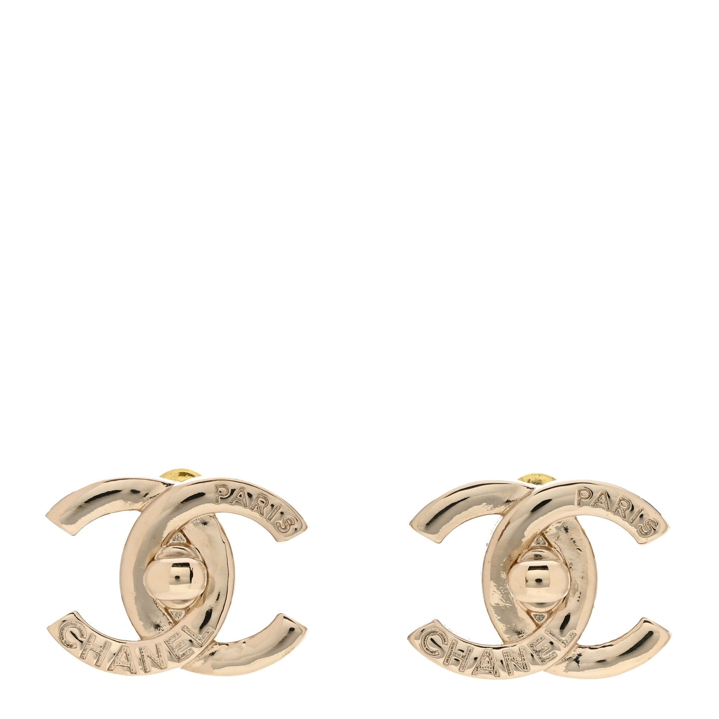 Metal Logo CC Turnlock Earrings Gold