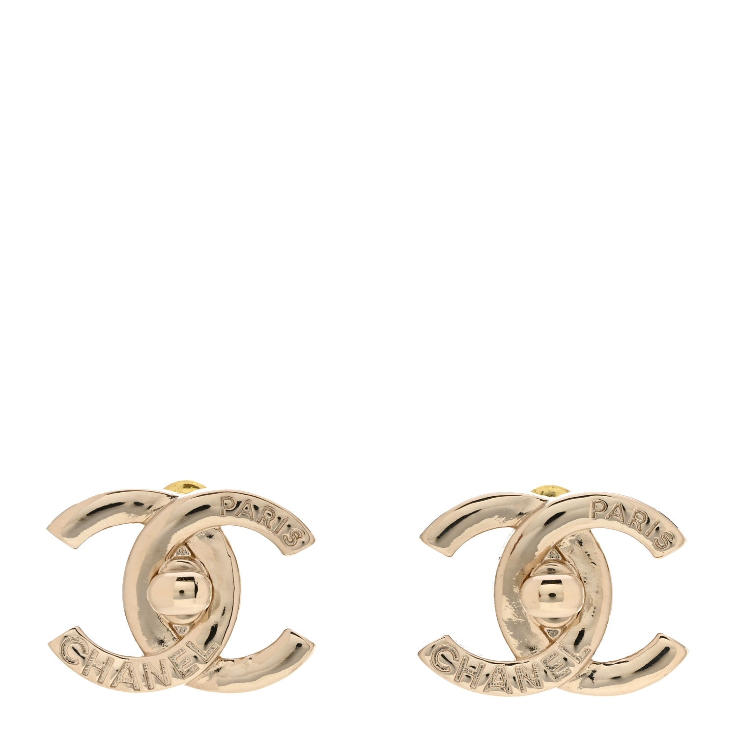 Chanel Metal Logo CC Turnlock Earrings Gold 1 of 4
