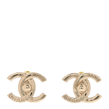 Chanel Metal Logo CC Turnlock Earrings Gold 1 of 4