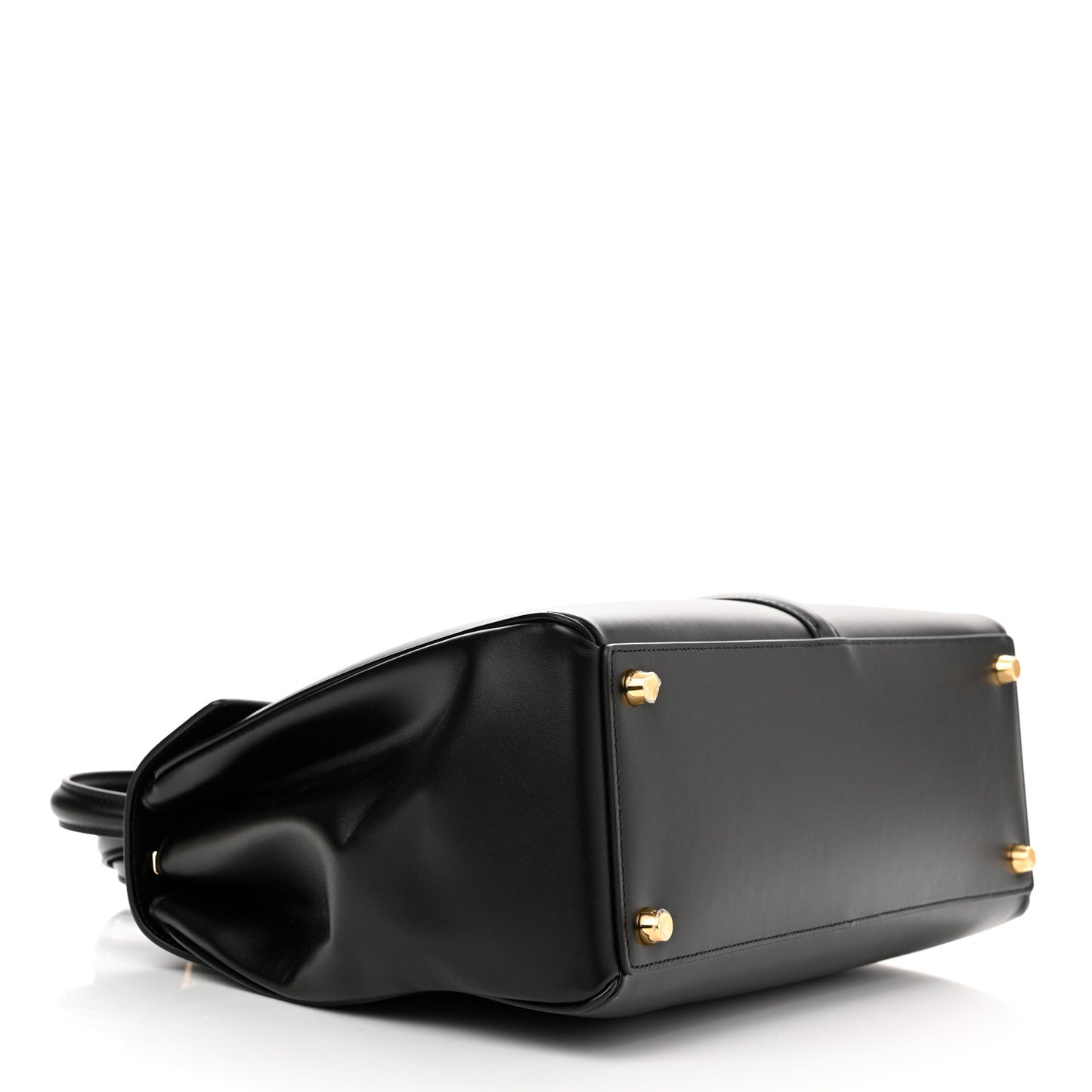 Satinated Calfskin Medium 16 Top Handle Bag Black