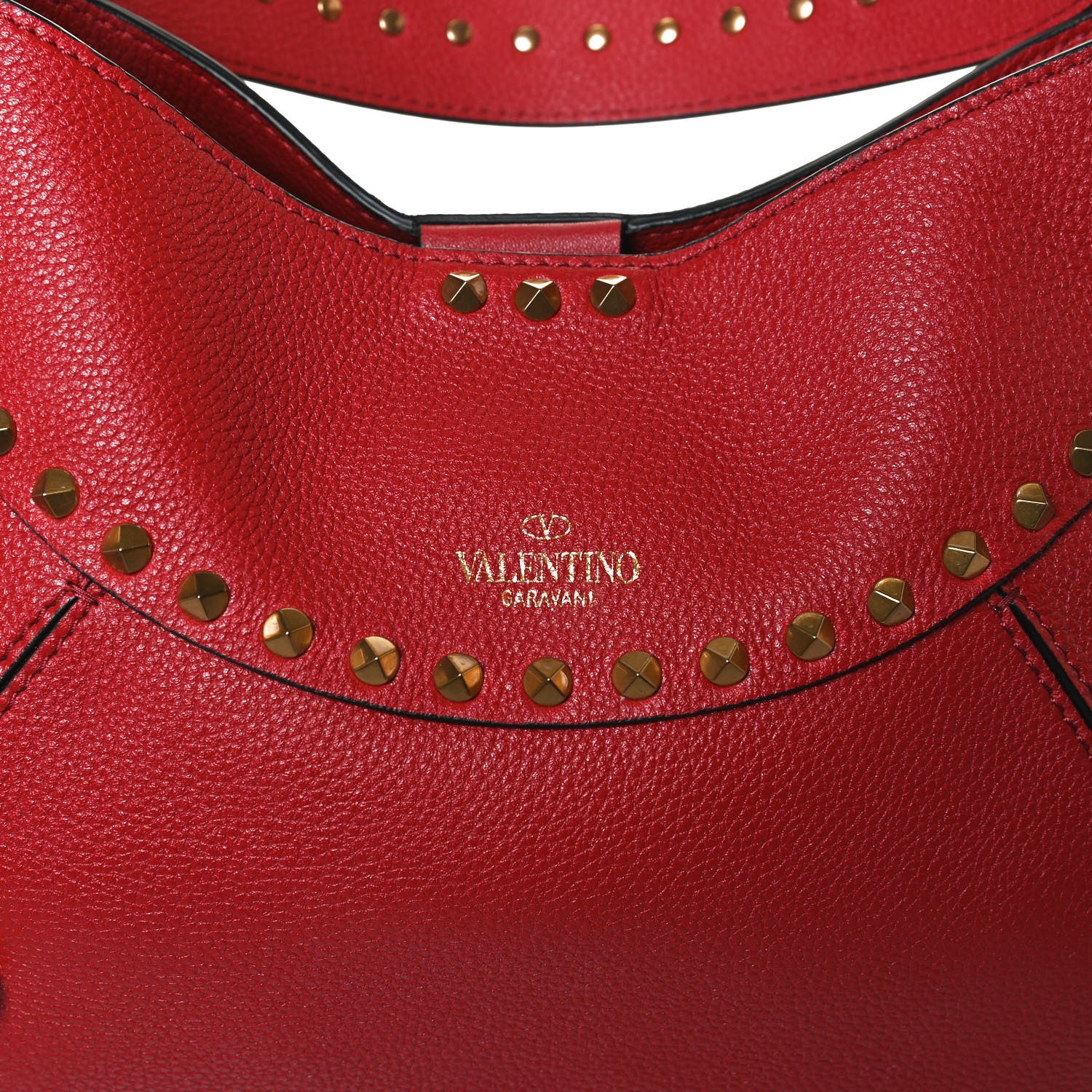 Valentino Garavani Grained Calfskin Medium Twinkle Studs Hobo Rosso Valentino 10 of 10
