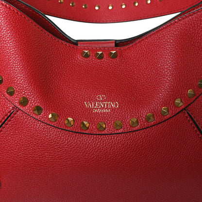 Valentino Garavani Grained Calfskin Medium Twinkle Studs Hobo Rosso Valentino 10 of 10